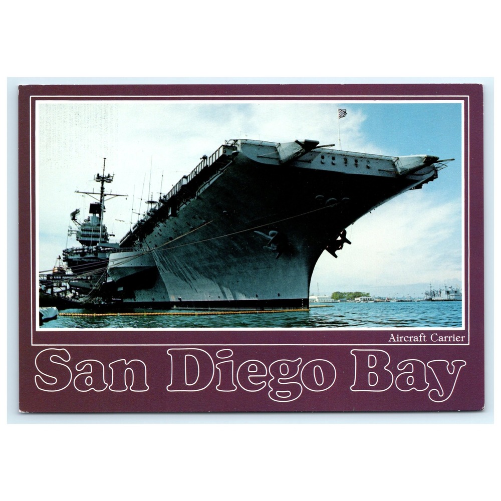 Postcard Aircraft Carrier Military San Diego Bay Harbor Naval History